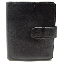 Hermès-CARTERA VINTAGE HERMES MONEDERO DE CUERO MYSORE NEGRO BILLETERA PARA MONEDAS-Negro