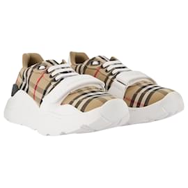 Burberry-Lf Tnr New Regis L Chk Sneakers - Burberry - Multi - Cotton-Beige