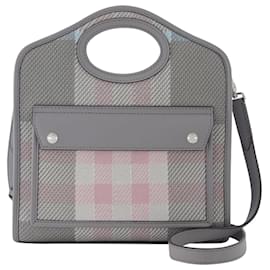 Burberry-Mini Bolsa Bolso Cinza-Cinza