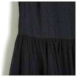 Red Valentino-Vestido preto Red Valentino FR40 Plumetis US10 com bolinhas.-Preto