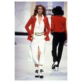 Chanel-1993 runway Tweed Jacket in Red FR40-Red