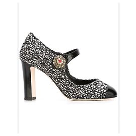 Dolce & Gabbana Black Leather Heels 37 Black