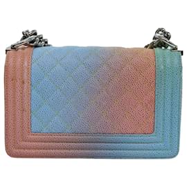Chanel-CHANEL Matelasse Boy Chanel Chain Shoulder Bag Leather Rainbow CC Auth 71579S-Other