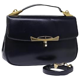 Christian Dior-Christian Dior Hand Bag Leather 2way Navy Auth bs13792-Navy blue