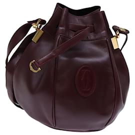 Cartier-CARTIER Shoulder Bag Leather Bordeaux Auth bs13800-Other