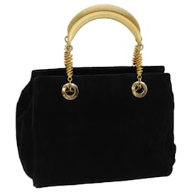 Fendi-FENDI Hand Bag Suede Black Auth 72417-Black