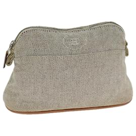 Hermès-HERMES Bolide Pouch Pouch Canvas Gray Auth bs13798-Grey