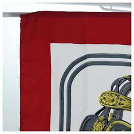 Hermès-HERMES CARRE 90 BEIDES de GALA Scarf Silk Red Auth 72053-Red