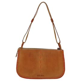 Miu Miu-Miu Miu Shoulder Bag Leather Brown Auth 72496-Brown