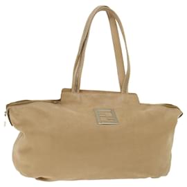 Fendi-FENDI Shoulder Bag Leather Beige Auth bs13601-Beige