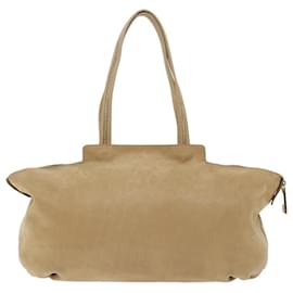 Fendi-FENDI Shoulder Bag Leather Beige Auth bs13601-Beige
