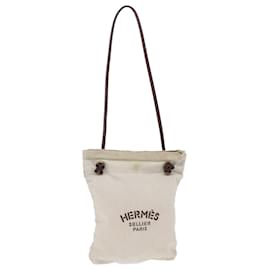 Hermès-HERMES Aline PM Shoulder Bag Cotton White Auth bs13844-White