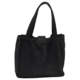 Chanel-CHANEL COCO Mark Hand Bag Nylon Black CC Auth 72484-Black