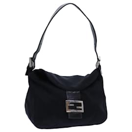 Fendi-FENDI Mamma Baguette Shoulder Bag Nylon Black Auth ep4044-Black