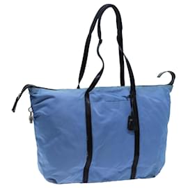 Prada-PRADA Boston Bag Nylon Bleu Clair Noir Auth 71856-Noir,Bleu clair