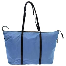 Prada-PRADA Boston Bag Nylon Azul Claro Negro Auth 71856-Negro,Azul claro