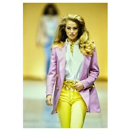 Gianni Versace-Gianni Versace – Gefütterte Jacke mit Knopfleiste-Lila