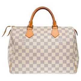 Louis Vuitton-LOUIS VUITTON Speedy Bag in White Canvas - 101838-White