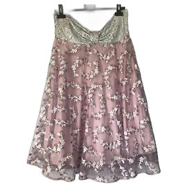 Robe Blumarine Rose en Tulle et Paillettes Brodées Rose