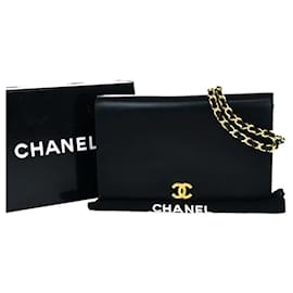 Chanel-Chanel Wallet an der Kette-Schwarz