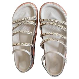 Chanel-Chanel multi-strap sandals-Beige