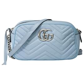 Gucci-GUCCI Marmont Bag in Blue Leather - 101774-Blue