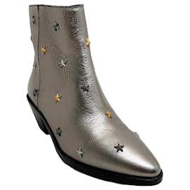 Autre Marque-Botines plateados metalizados con tachuelas de estrellas de Zadig & Voltaire-Metálico