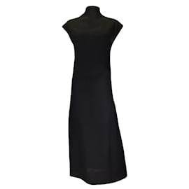 Autre Marque-Gauchere Black Sheer Raw Edge Long Crepe Dress-Black
