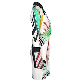 Autre Marque-Emilio Pucci White / Green Multi Printed Long Sleeved Viscose Crepe Dress-Multiple colors