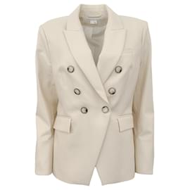 Autre Marque-Veronica Beard Ivory Faux Leather Dickey Jacket-Cream