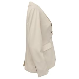 Autre Marque-Veronica Beard Ivory Faux Leather Dickey Jacket-Cream