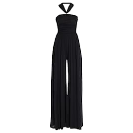 Autre Marque-Prabal Gurung Wanderlust Schwarzer Neckholder-Jumpsuit aus Tüll mit weitem Bein -Schwarz