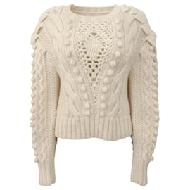 Autre Marque-Ulla Johnson Ivory Wool Long Sleeve Sweater-Cream