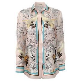Roberto Cavalli Rosa / Camicetta stampata in seta acqua Rosa