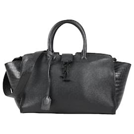 Saint Laurent-Saint Laurent Paris Downtown Cabas Embossed ✕ leather 2 way handbag Black 436832-Black