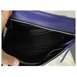 Céline-Celine Edge medium model blue leather bag-Blue,Silver hardware