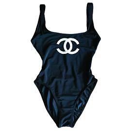 Chanel Badeanzug Schwarz Weiß