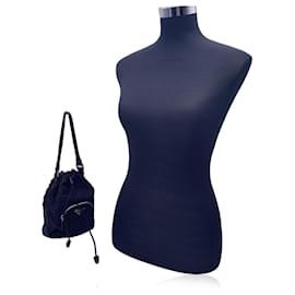 Prada-Black Nylon Mini Tessuto Nylon Duet Bucket Bag Handbag-Black