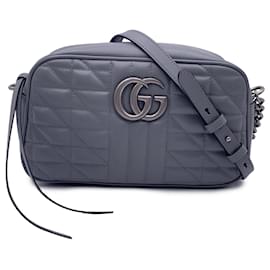 Gucci-Petit sac à bandoulière GG Marmont en cuir matelassé gris Aria-Gris