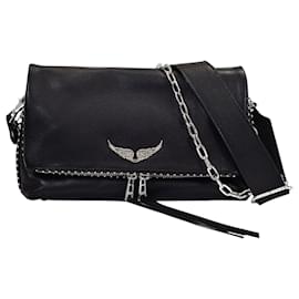 Zadig & Voltaire-Rocky Crossbody Bag in Black Grained Leather-Black