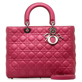 Dior-Grand sac à main Dior en cuir Cannage Lady Dior en cuir en bon état-Autre