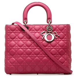 Dior-Grand sac à main Dior en cuir Cannage Lady Dior en cuir en bon état-Autre