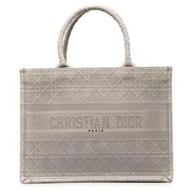 Dior-Dior Medium Cannage Embroidered Book Tote Canvas Tote Bag in Good condition-Other