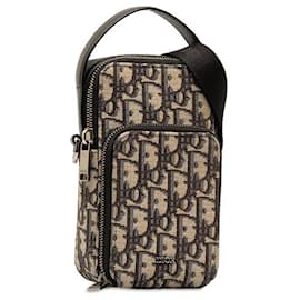 Dior-Dior Oblique Trotter Phone Case Canvas Shoulder Bag in Excellent condition-Other