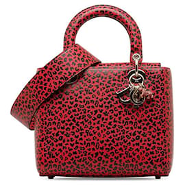 Dior-Dior Leopard Print Lady Dior Handbag  Leather Handbag in Excellent condition-Other