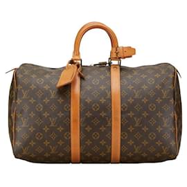 Louis Vuitton-Louis Vuitton Keepall 45 Canvas Handbag M41428 in good condition-Other