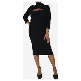 Khaite-Black ribbed cutout midi dress - size XL-Black