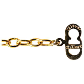 Dior-Dior Gold Logo Rhinestone Pendant Necklace-Golden