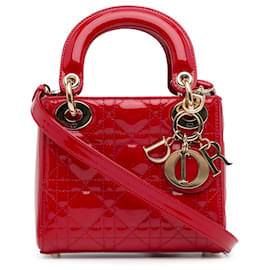 Dior-Dior Red Mini Patent Cannage Lady Dior-Red