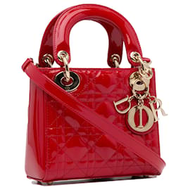 Dior-Dior Rotes Mini-Cannage-Lackleder Lady Dior-Rot